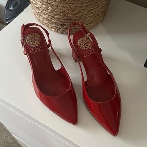Vince Camuto Hamden Cherry Red Patent Slingback Pumps